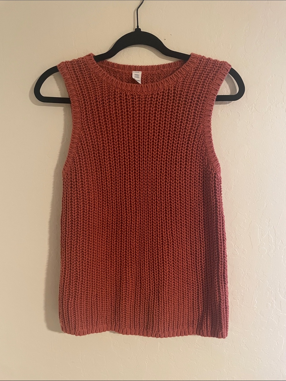 Sleeveless 100% Cotton Knit Tank Sweater - Rust Orange